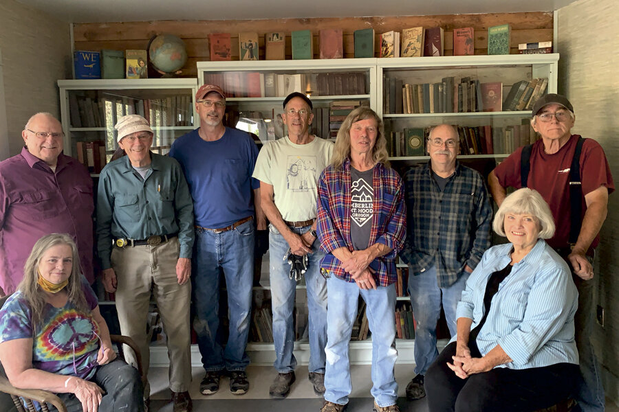 Volunteers (l to r), Diane Jackman (seated), Joe Dervaes, Frank Shirley, Don Young, Ken Wassum, Bart Wolfe, Paul Michaels, Rick Thompson, Judy Mills (seated).